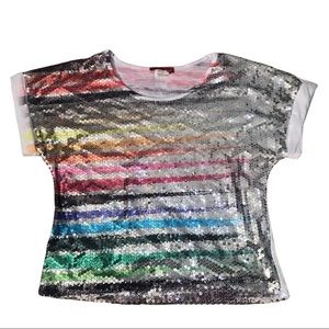 Body Central Women’s Rainbow Sequins Shirt in a Size Small